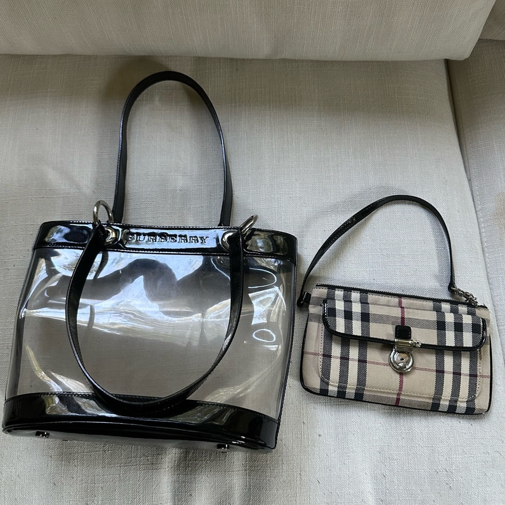Burberry Clear Tote with Black Trim on